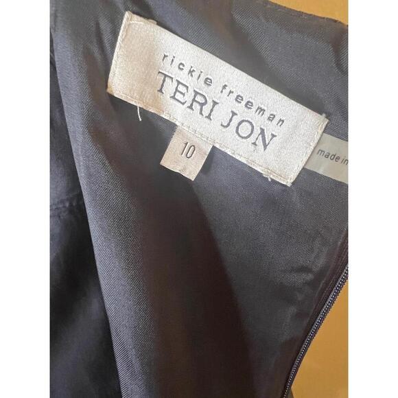 Rickie Freeman Teri Jon Black Sleeveless Ruffle Embellished Beaded Dress 10 - Picture 4 of 9